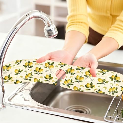2 Pcs Kitchen Sink Splash Guard Faucet Mat Vintage Lemon Faucet Mat - Image 6