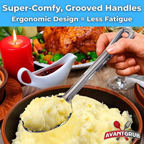 Super Strong, Ergonomic 11 in Serving Spoon 3 Pk. Big, Stainless Steel Spoons - Image 3