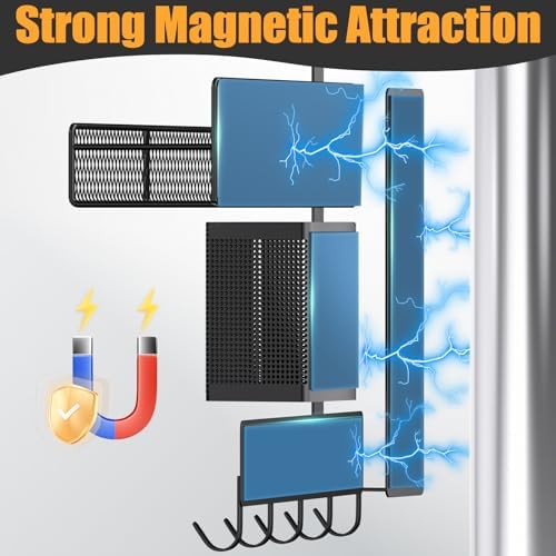 DTUQYX Magnetic Spice Rack for Refrigerator, 7 Pack Metal Shelf Black, Moveable - Image 3