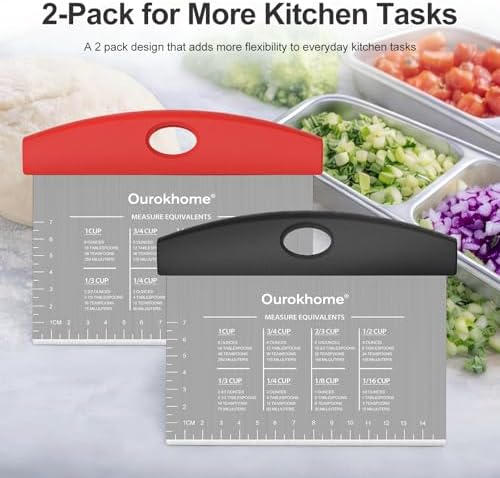 Ourokhome 2 Pack Bench Scraper Dough Cutter, Stainless Steel Dough Scraper - Image 6
