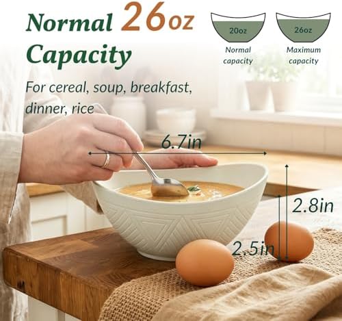 Homienly Unbreakable Cereal Bowls Wheat Straw Bowls Set 26 OZ Plastic Bowls - Image 2