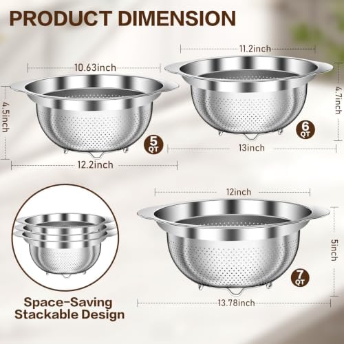 Large Strainers and Colanders, Big Stainless Steel Colanders - Image 2