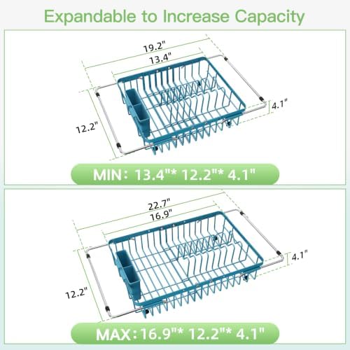 JASIWAY Blue Dish Drying Rack Over the Sink - Image 4