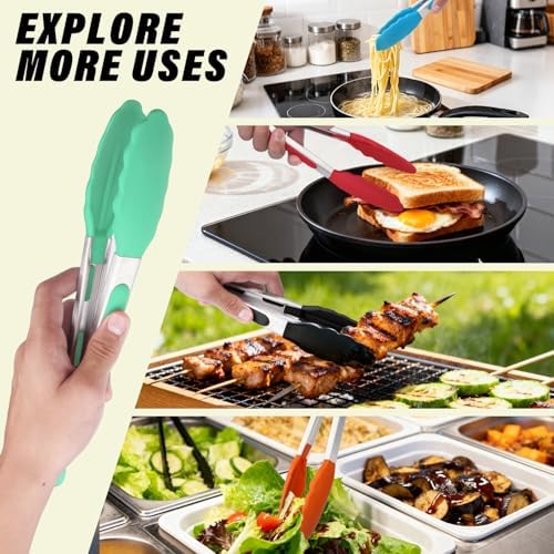 7 Inch Silicone Kitchen Tongs, Heat Resistant Cooking Utensils - Image 5