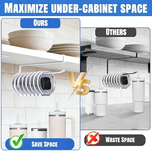 1 Pack Tumbler Lid Organizer, No Adhesive or Drilling, Kitchen Space Saver - Image 3