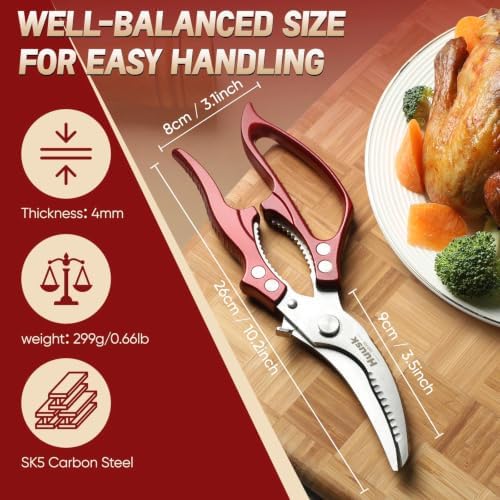 Huusk Poultry Shears Heavy Duty – All Purpose Japanese Kitchen Scissors - Image 6