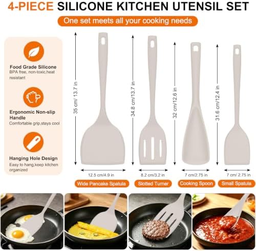 Beijiyi 4 Pack Silicone Spatula Set, High Heat Resistant, - Image 2