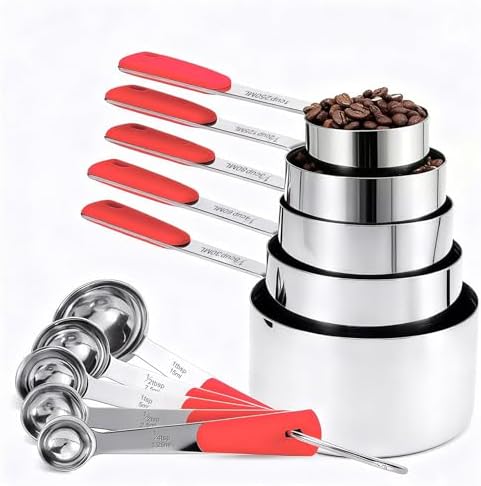 Bopei 10-Pcs Stainless Steel Measuring Cups & Spoons Set by Bopei