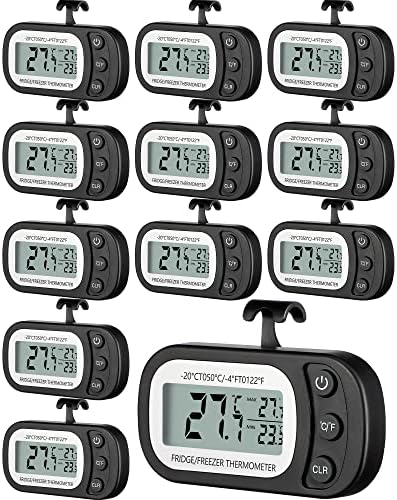 Frienda 4 Pcs Black Fridge Thermometer Refrigerator by Frienda