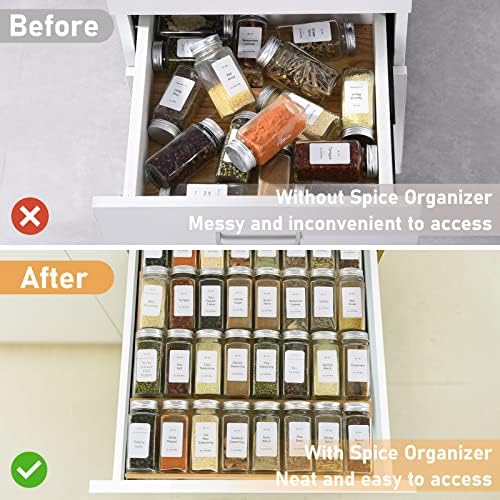 Spice Drawer Organizer with 35 Spice Jars, 216 Labels, 25 Non-slip Rubber - Image 4