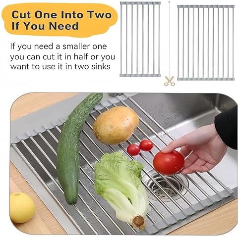 Roll Up Dish Drying Rack, 21.3" x 15.8" Over The Sink Dish Drying Rack - Image 4