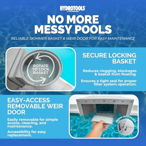Swimline HYDROTOOLS Grey Standard Wide Mouth Above Ground Pool Skimmer Kit | - Image 5