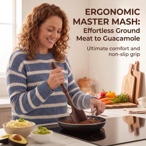 Walnut Wood Meat Chopper for Ground Beef 11 Inch Meat Masher - Image 5