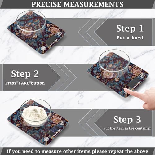 Classical Damascus Flower Food Kitchen Scale Digital Weight Grams and Ounces - Image 4