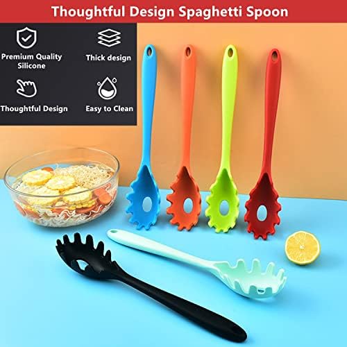 Spaghetti Spoon Pasta Fork, Silicone Pasta Fork, 11.2 inch Spaghetti Strainer - Image 6