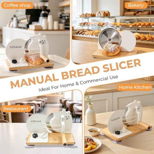 Sourdough Bread Slicer, Hand Crank Solid Wood Base - Image 7