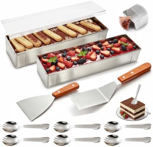 2 Pack Tiramisu Pan with Acrylic Lid, Metal Spatula and Spoon by Unknown