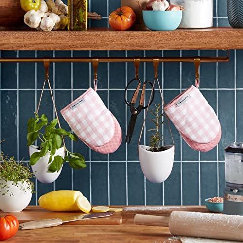 KitchenAid Gingham Mini Oven Mitt 2-Pack Set, Dried Rose - Image 2