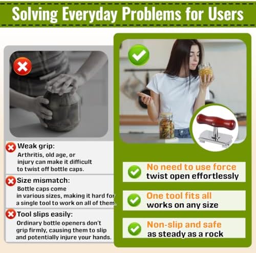 2-Pack Adjustable Jar Opener, Stainless Steel Lid Remover, Wood Handle - Image 6