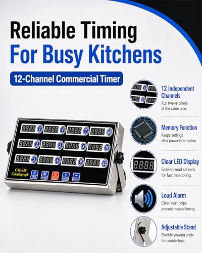 Commercial 12 Channel Digital Kitchen Timer, Calculagraph Fry Timer - Image 4