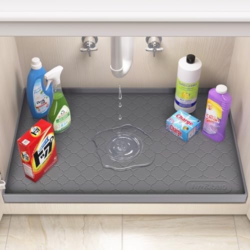 Jin&Bao Under Sink Mat 40" x 22" Waterproof Silicone Cabinet Kitchen Liner - Image 3