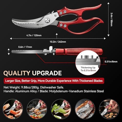 MAD SHARK Heavy Duty Poultry Shears, Spring Loaded Butterfly Meat Scissors - Image 5