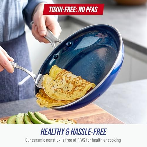 Blue Diamond 2 Piece Nonstick Frying Pan Set, 9.5” & 11" Skillets, PFAS-Free - Image 3