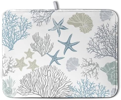 Coastal Dish Drying Mats for Kitchen Counter 18 x 24 Inch Summer Beach Drying by Wnoesat