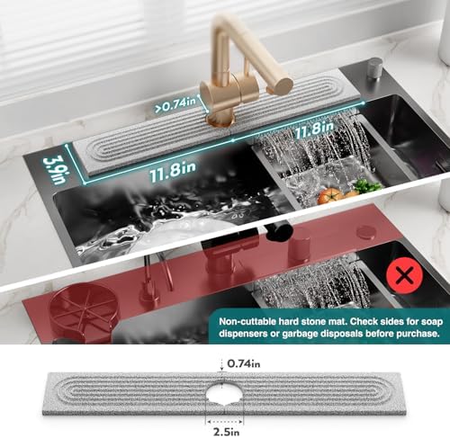 Eormoe Stone Kitchen Sink Faucet Mat, Premium Upgraded Food Grade Diatomite - Image 5