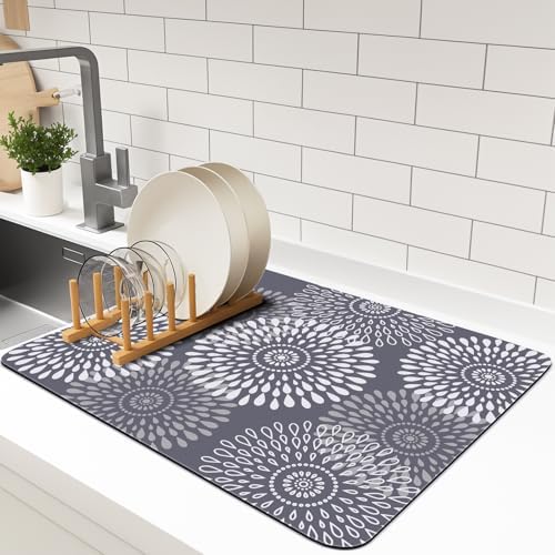 Dish Drying Mat Absorbent Kitchen Counter Mat Rubber Backing Draining Mat by LuxStep