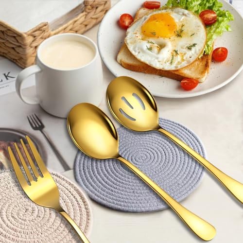 6 PCS Serving Spoons Set, Includes 2 Spoon/Slotted/Forks - Image 4
