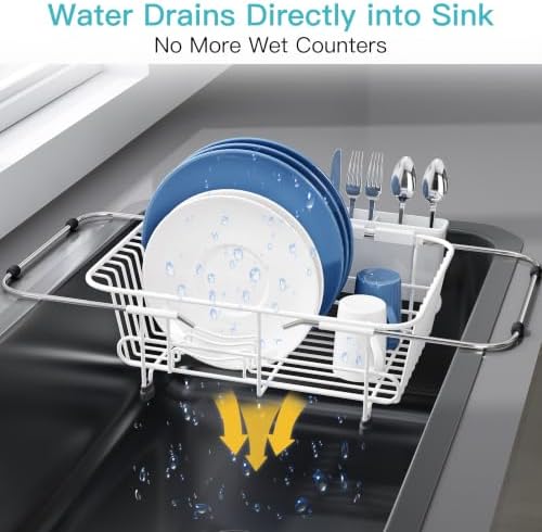 JASIWAY White Dish Drying Rack in Sink - Image 6