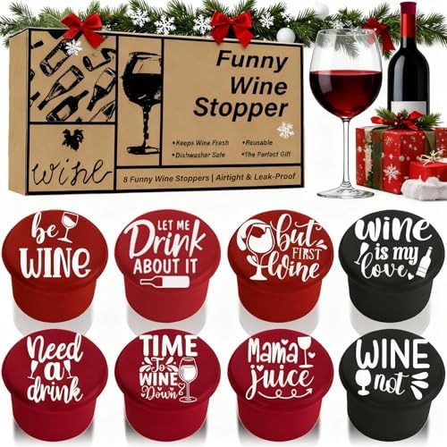 8 Pack Funny Wine Stoppers by GrunlienusPuzzlesforKids