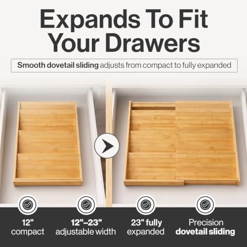 Bamboo Spice Drawer Organizer, Expandable 12 to 23 Inch Insert Holds 48 Jars - Image 5