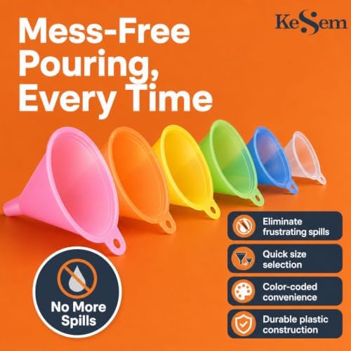 Plastic Funnel Set of 6, Mini to Large Funnels - Image 5