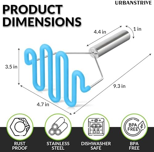 Urbanstrive Non-Scratch Silicone Potato Masher Kitchen Tool, Potatoes Masher - Image 2