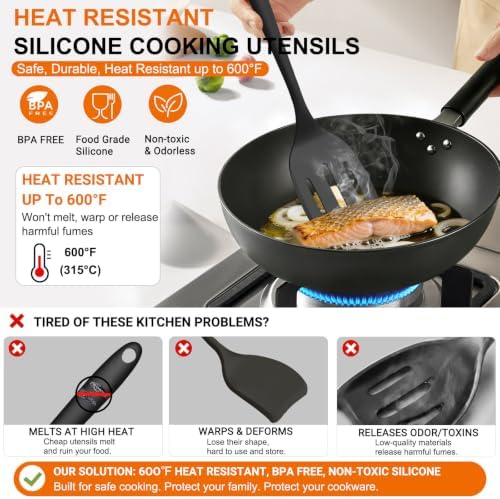 Beijiyi 4 Pack Silicone Spatula Set, High Heat Resistant, - Image 3