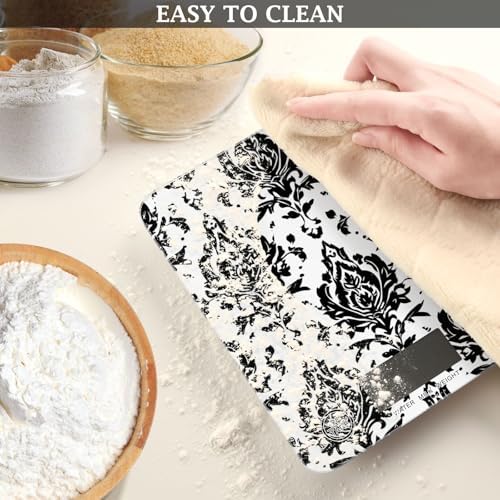 Black Damascus Pattern Food Kitchen Scale Digital Weight Grams and Ounces Smart - Image 6