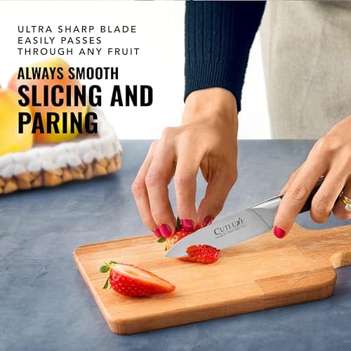 Cutluxe Paring Knife, 3.5" Small Kitchen Peeling Knife – Razor Sharp - Image 6
