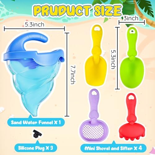 Beach Toy for Kids 5Pcs Sand Spilling Funnel, Drippy Castle Maker - Image 2