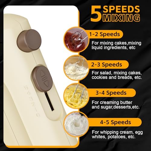 Lord Eagle 5-Speed Small Hand Mixer Electric, 300W Compact Portable - Image 2