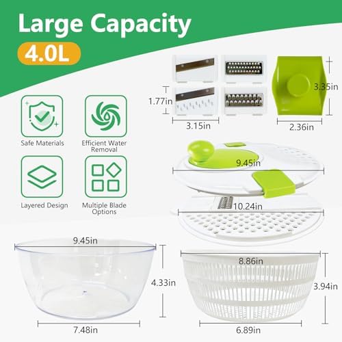 Salad Spinner Large, Vegetables Fruits Wash Bowl, Lettuce Spinner - Image 2