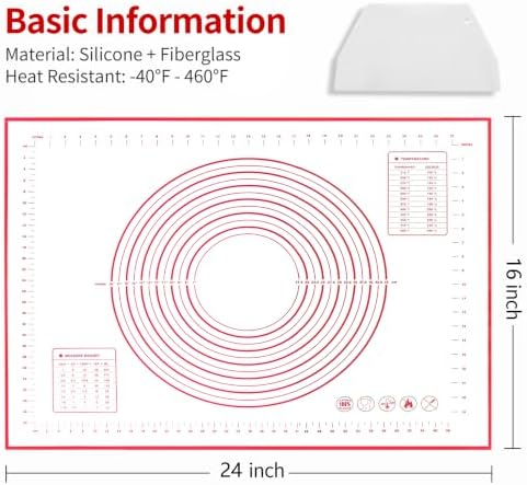 Silicone Baking Mat, 24x16 inch Non Stick Kneading Mat - Image 2