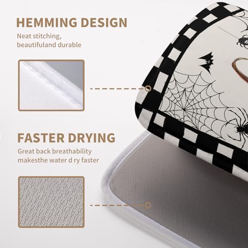 Halloween Kitchen Drying Mats for Dishes 16x18 In Orange Pumpkin Ghost Dish - Image 4