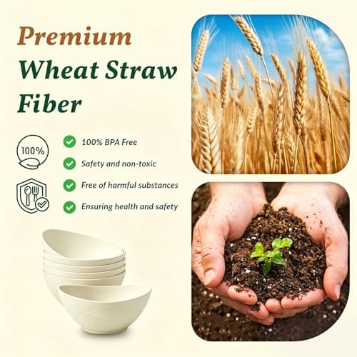 Homienly Unbreakable Cereal Bowls Wheat Straw Bowls Set 26 OZ Plastic Bowls - Image 3