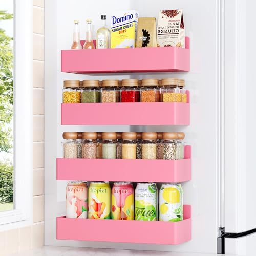 Mystozer Magnetic Spice Rack for Refrigerator Pink, 4 Pack by Mystozer