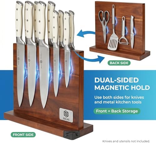 Magnetic Knife Block with Built-in Sharpener, Double-Sided Countertop Magnetic - Image 4
