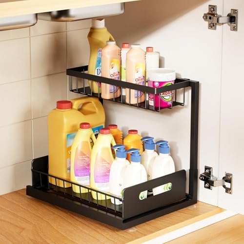Under Kitchen Sink Organizer, Metal Pull Out Bathroom Organizers and Storage - Image 2