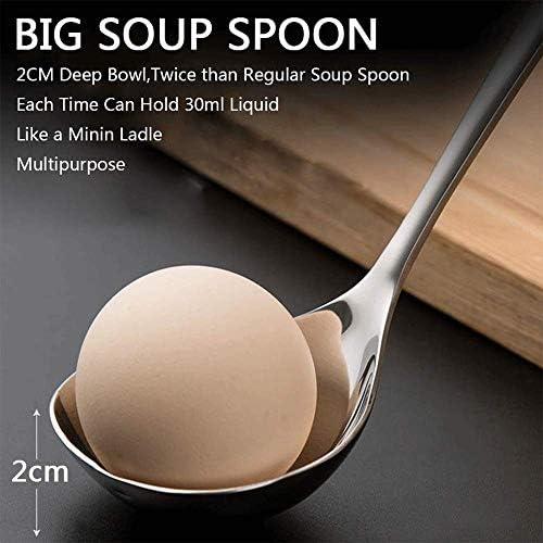 18/8 Stainless Steel Deep Pho Noodle Spoons Big Soup Spoon Large Serving Spoon - Image 3