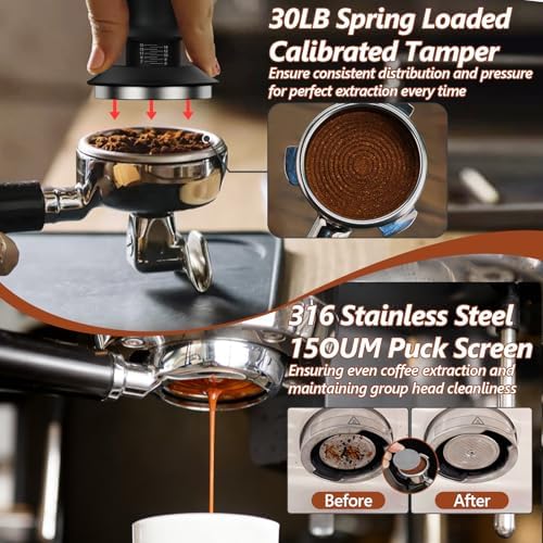 7 Pcs 51mm Espresso Accessories Kit, Spring Loaded Calibrated Tamper, WDT Tool - Image 4